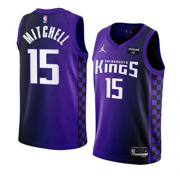 Men%27s Sacramento Kings #15 Davion Mitchell Purple 2023-24 Statement Edition Swingman Stitched Jersey Dzhi->sacramento kings->NBA Jersey